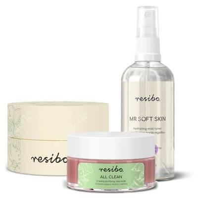 Resibo Clean And Soft Skin Set ZESTAW Maska z glinką 50 ml + Tonik - mgiełka 100 ml