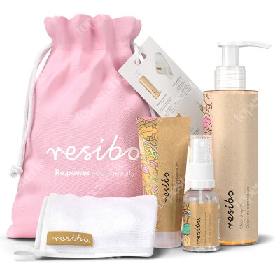 Resibo Clean Skin Bag ZESTAW Olejek do demakijażu 150 ml + Żel myjący do twarzy 30 ml + Tonik nawilżający 15 ml + Ściereczka 1 szt