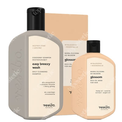 Resibo Daily Cleansing Shampoo - Easy Breezy Wash + Glossom ZESTAW Szampon 250 ml + Maska olejowa do włosów 100 g