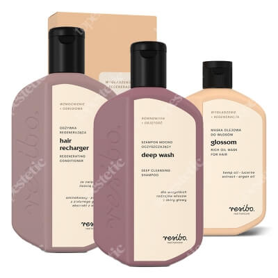 Resibo Deep Cleansing Shampoo + Regenerating Conditioner  + Glossom ZESTAW Oczyszczający szampon 250 ml + Odżywka regenerująca 250 ml + Maska olejowa 100 g