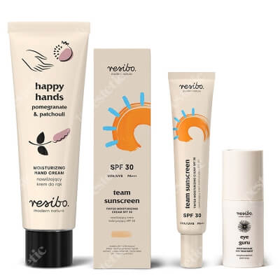 Resibo Eye Guru + Team Sunscreen SPF 30 + Krem do rąk GRATIS ZESTAW Arcykoncentrat pod oczy 15 ml + Nawilżający krem koloryzujący SPF 30 40 ml
