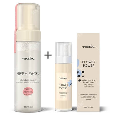 Resibo Fresh Faced + Flower Power ZESTAW Pianka oczyszczająca 150 ml + Regulujący hydro krem 50 ml