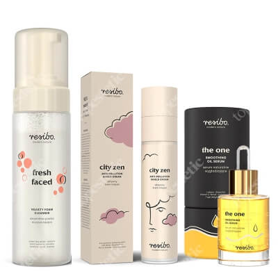 Resibo Fresh Faced + The One + City Zen ZESTAW Pianka oczyszczająca 150 ml + Serum wygładzające 30 ml + Aktywny krem miejski 50 ml