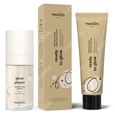 Resibo Glow Super Set ZESTAW Ekspresowy peeling rozświetlający 50 g + Rozświetlający krem do twarzy 30 ml