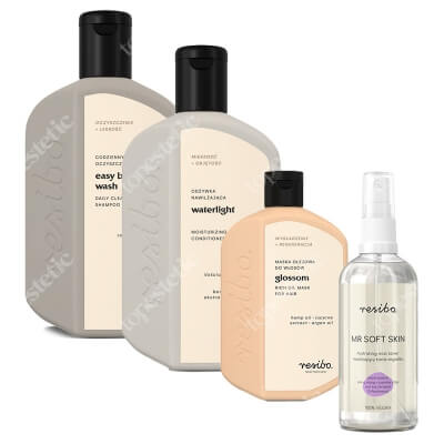 Resibo Hair Repair Kit ZESTAW Tonik - mgiełka 100 ml + Maska olejowa 100 g + Oczyszczający szampon 250 ml + Odżywka nawilżająca 250 ml