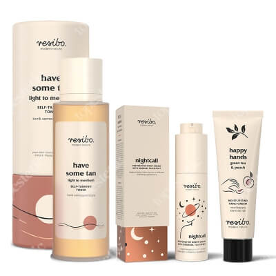 Resibo Have Some Tan Light to Medium + Nightcall + Krem do rąk GRATIS ZESTAW Tonik samoopalający 100 ml + Krem na noc z efektem subtelnej opalenizny 50 ml