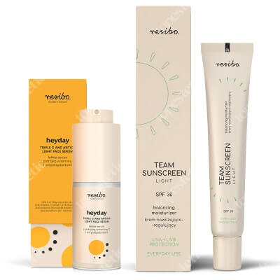 Resibo Heyday + Team Sunscreen ZESTAW Serum z potrójną witaminą C 30 ml + Krem SPF 30 40 ml