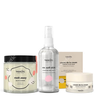 Resibo Melt Away + Mr Soft Skin + Cream De La Cream ZESTAW Balsam do demakijażu 100 ml + Tonik - mgiełka 100 ml + Bogaty krem liftingujący 50 ml