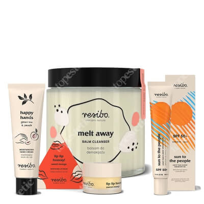 Resibo Melt Away + SPF 50+ + Lip Lip Hooray + Krem do rąk GRATIS ZESTAW Balsam do demakijażu 100 ml + Krem SPF 50 50 ml + Balsam do ust 7 ml