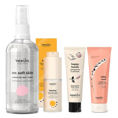 Resibo Milky Reset + Mr Soft Skin + Heyday + Krem do rąk GRATIS ZESTAW 2 w 1 kremowy żel 100 ml + Nawilżający tonik - mgiełka 100 ml + Serum z witaminą C 30 ml