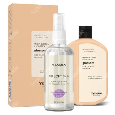 Resibo Mr Soft Skin + Glossom + Deep Wash ZESTAW Nawilżający tonik - mgiełka 100 ml + Maska olejowa do włosów 100 g + Szampon oczyszczający 250 ml