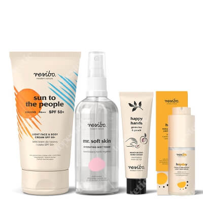 Resibo Mr Soft Skin + Heyday + Sun To The People + Krem do rąk GRATIS ZESTAW Tonik 100 ml + Serum z wit. C 30 ml + Krem SPF 50 150 ml