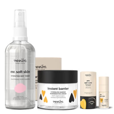 Resibo Mr Soft Skin + Yes Eye Care + Instant Barrier ZESTAW Tonik-mgiełka 100 ml + Krem pod oczy 15 ml + Krem regenerujący 50 ml