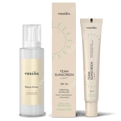 Resibo Peace Maker + Team Sunscreen Balancing Moisturizer Cream ZESTAW Emulsja łagodząca 50ml + Krem nawilżająco-regulujący SPF 30 40 ml