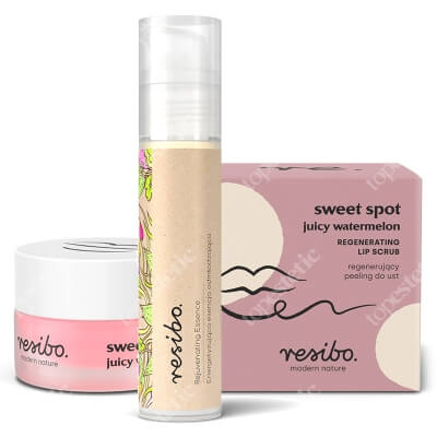 Resibo Rejuvenating Essence + Sweet Spot ZESTAW Esencja odmładzająca 50 ml + Regenerujący peeling do ust soczysty arbuz 9 g