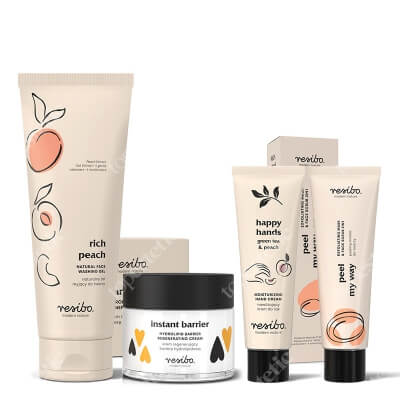 Resibo Rich Peach + Peel My Way + Instant Barrier + Krem do rąk GRATIS ZESTAW Żel myjący 125 ml + Peeling - maska 50 ml + Krem regenerujący 50 ml