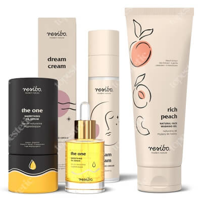 Resibo Rich Peach + The One + Dream Cream ZESTAW Żel myjący 125 ml + Serum wygładzające 30 ml + Krem odżywczy 50 ml