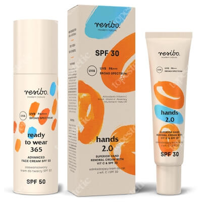 Resibo SPF Care ZESTAW Krem do twarzy SPF50 50 ml + Krem do rąk z wit. C i SPF30 30 ml