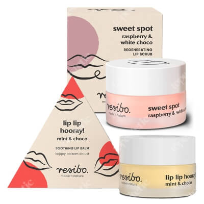 Resibo Sweet Spot + Lip Lip Hooray ZESTAW Peeling do ust malina i biała czekolada 9 g + Kojący balsam do ust mięta i czekolada 7 ml