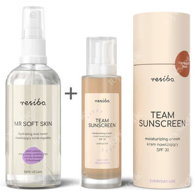 Resibo Team Sunscreen + Mr Soft Skin ZESTAW Krem nawilżający SPF30 50 ml + Nawilżający tonik - mgiełka 100 ml