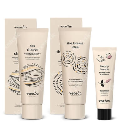 Resibo The Breast Idea + ABS Shaper + Krem do rąk GRATIS ZESTAW Krem wypełniający biust 75 ml + Krem modelujący brzuch 75 ml