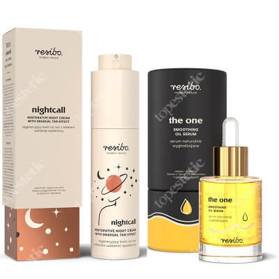 Resibo The One + Nightcall ZESTAW Serum naturalnie wygładzające 30 ml + Krem na noc z efektem subtelnej opalenizny 50 ml