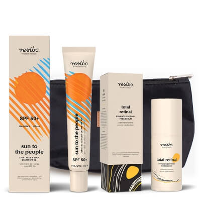 Resibo Total Retinal + Sun To The People SPF 50+ ZESTAW Serum z retinalem 0,1% 30 ml + Krem SPF 50+ 50 ml + Kosmetyczka 1 szt