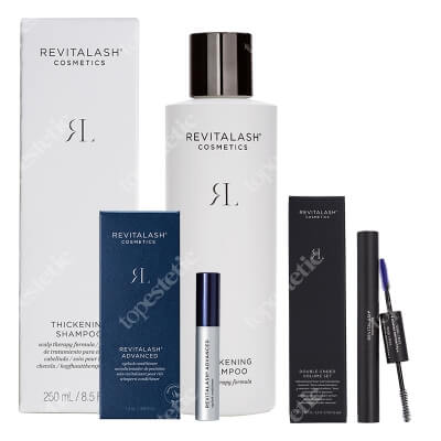 Revitalash Bestseller Set ZESTAW Odżywka stymulująca wzrost rzęs 1,0 ml + Tusz i podkład 2w1, 11 ml + Szampon pogrubiający 250 ml
