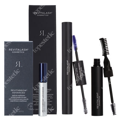 Revitalash Brow And Lash ZESTAW Odżywka stymulująca wzrost brwi 1,5 ml + Koloryzujący żel do brwi﻿ - ciemny brąz 7,4 ml + Tusz i podkład 11 ml