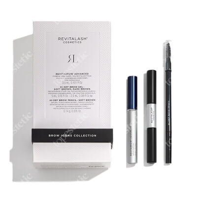 Revitalash Brow Icons Collection ZESTAW Odżywka stymulująca wzrost brwi 3 ml + Kredka do brwi zimny brąz 0,14 g + Żel do brwi﻿ - jasny brąz/ciemny brąz 5ml (2x 2,5 ml)
