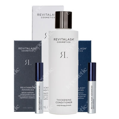 Revitalash Eyelash + Brow + Hair Advanced Care ZESTAW Odżywka stymulująca wzrost rzęs 1,0 ml + Odżywka stymulująca wzrost brwi 1,5 ml + Zagęszczająca odżywka 250 ml
