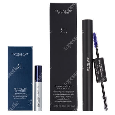 Revitalash Eyelash Conditioner + Double Ended Volume Set ZESTAW Odżywka stymulująca wzrost rzęs 1,0 ml + Tusz i podkład 2w1, 11 ml