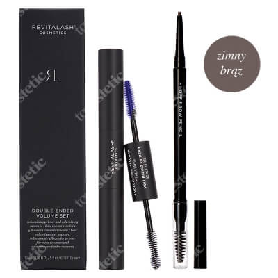 Revitalash Hi-Def Brow Pencil + Double Ended Volume Set ZESTAW Wielozadaniowa kredka do brwi zimny brąz 0,14 g + Tusz i podkład 2w1, 11 ml