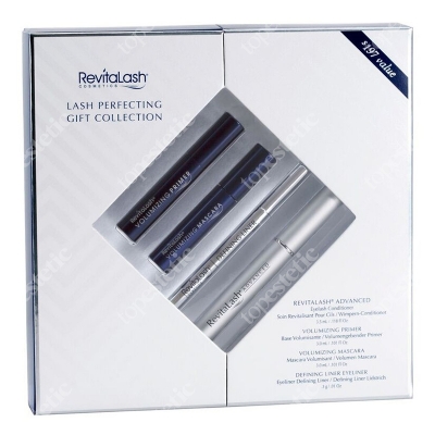 Revitalash Lash Perfecting Collection ZESTAW Odżywka stymulująca wzrost rzęs 3,5 ml + Czarny tusz 3 ml + Niebieski podkład do rzęs 3 ml + Eyeliner czarny 0,3 g