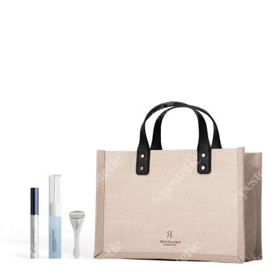 Revitalash Summer Ultimate Brow ZESTAW Odżywka stymulująca wzrost brwi 3 ml + Maska do rzęs i brwi 5 ml + Roller do okolic oczu 1 szt + Lniano-bawełniana torba 1 szt