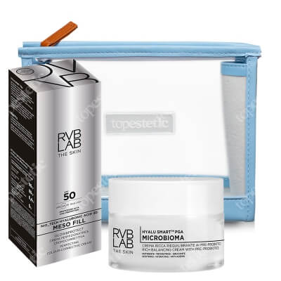 RVB LAB Make Up Pielęgnacja Liftingujaco - Nawilżająca ZESTAW Liftingujący krem na przebarwienia 50 ml + Bogaty krem z pre-biotykami 50 ml + Kosmetyczka 1 szt