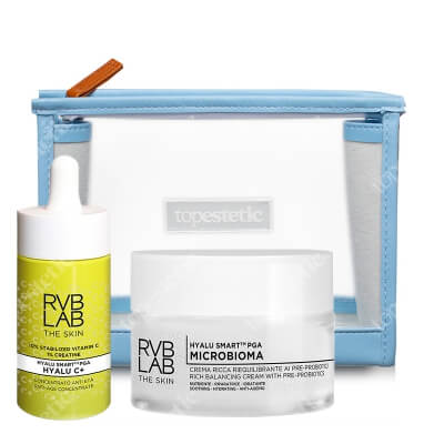 RVB LAB Make Up Pielęgnacja Przeciwstarzeniowo - Regenerująca ZESTAW Silna kuracja przeciwstarzeniowa 30 ml + Bogaty krem z pre-biotykami 50 ml + Kosmetyczka 1 szt