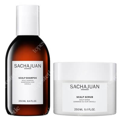 Sacha Juan Scalp Hair Care ZESTAW Głęboko oczyszczający skórę głowy peeling cukrowy 250 ml + Szampon z piroktolaminą i klimbazolem 250 ml