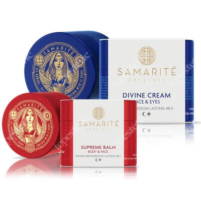Samarite Divine Cream + Supreme Balm ZESTAW Odmładzający krem do twarzy 45 ml + Regenerujący balsam do ciała 90 ml + Kosmetyczka 1 szt