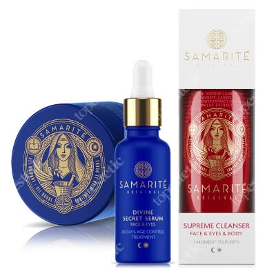 Samarite Mini Supreme Cleanser + Divine Cream + Divine Secret Serum ZESTAW Żel oczyszczający 100 ml + Krem 45 ml + Serum 30 ml