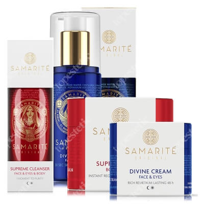 Samarite Mini Supreme Cleanser + Supreme Balm + Divine Cream + Divine Elixir ZESTAW Żel dla oczyszczenia 100 ml + Balsam 90 ml + Krem 45 ml + Eliskir 150 ml