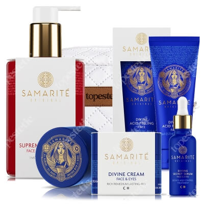Samarite Samarite Bestseller And Topestetic ZESTAW Żel oczyszczający 300 ml + Peeling do twarzy 75 ml + Serum 30 ml + Krem 45 ml + Kosmetyczka 1 szt