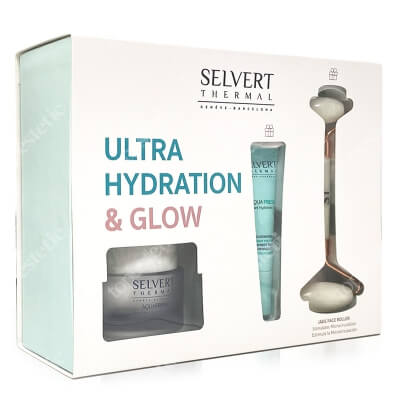 Selvert Thermal 48H Hydration Rich Cream + Cooling Hydration Sorbet - Night Eye Mask + Jade Face Roller ZESTAW Bogaty krem nawadniający 48h 50 ml + Chłodząco-nawadniająca maska na noc na oczy 15 ml + Roller 1 szt