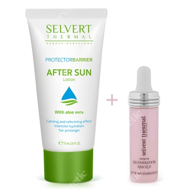 Selvert Thermal After Sun Lotion + Active Regenerator With Snail Protein Extract ZESTAW Balsam po opalaniu 75 ml + Koncentrat regenerujący z ekstraktem wydzieliny ślimaka 5 ml