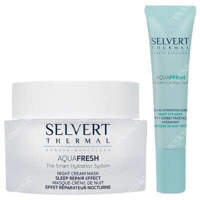 Selvert Thermal Aqua Fresh ZESTAW Naprawcza maska - krem na noc 50 ml + Chłodząco-nawadniająca maska na noc na oczy 15 ml