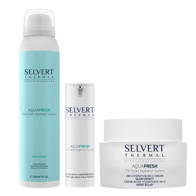 Selvert Thermal Aquafresh Face and Body Set ZESTAW Ultra nawadniające serum 30 ml + Bogaty krem nawadniający 48h 50 ml + Odświeżająco - nawadniająca pianka do ciała 200 ml