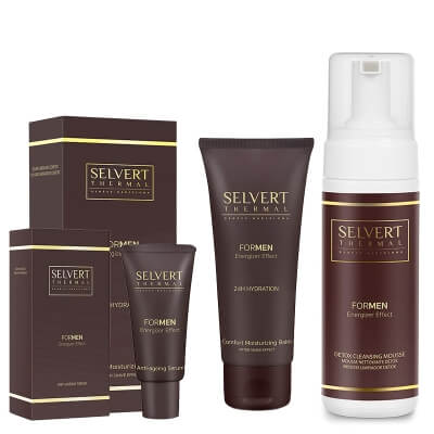 Selvert Thermal Men's Care Set ZESTAW Pianka detoksykująca 150 ml + Lekki balsam 100 ml + Witalizujące serum 30 ml