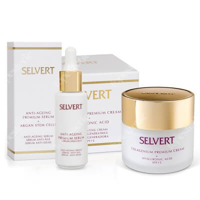 Selvert Thermal Moc Arganu ZESTAW Regenerujący krem z kwasem hialuronowym 50 ml + Antystarzeniowe serum z komórkami macierzystymi arganu 30 ml