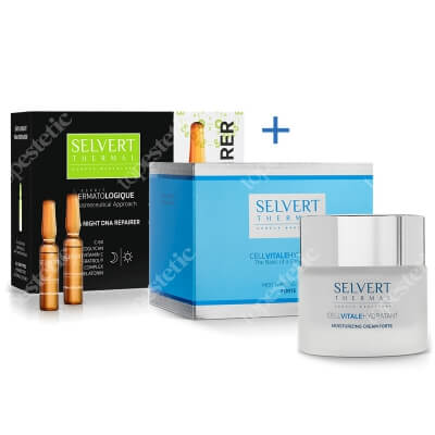 Selvert Thermal Moisturizing Cream + ForteDay and Night Dna Repairer ZESTAW Krem mocno nawilżający 50 ml + Naprawa DNA komórek w dzień i nocą (ampułki) 10x2 ml