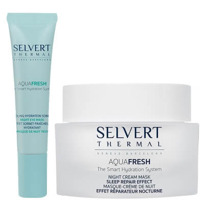 Selvert Thermal Night Eye Mask + Night Cream Mask ZESTAW Chłodząco-nawadniająca maska na noc na oczy 15 ml + Naprawcza maska - krem na noc 50 ml